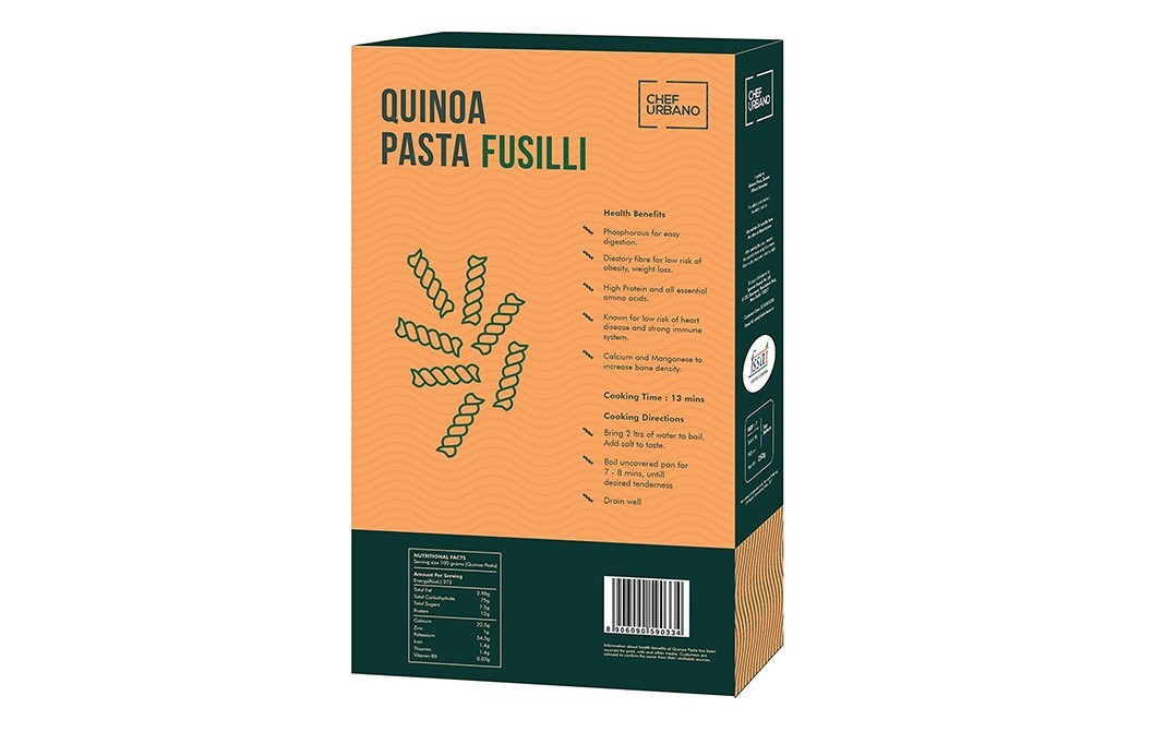 Chef Urbano Quinoa Pasta Fusilli    Box  250 grams